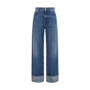 Blue Cotton Straight-Leg Jeans