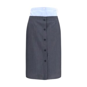 Gray Cotton Midi Skirt