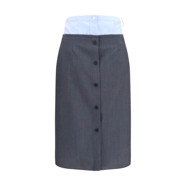 Gray Cotton Midi Skirt