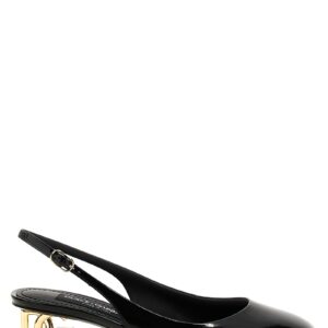 Black Calfskin Mid Heel Pumps