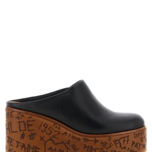 Black Calfskin Wedge Sandals