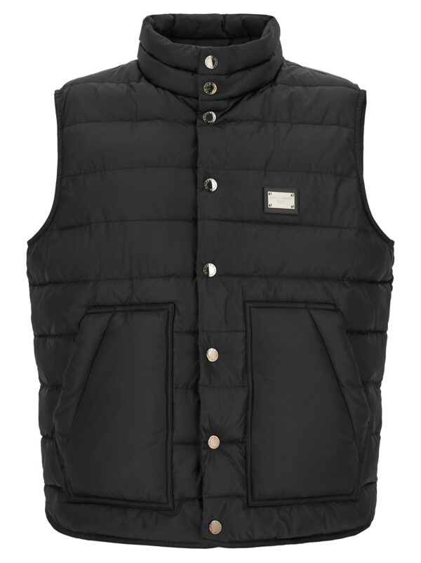 Black Polyester Sleeveless Jacket
