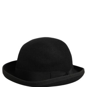 Men Black Rabbit Fur Felt Bowler Capello Hat
