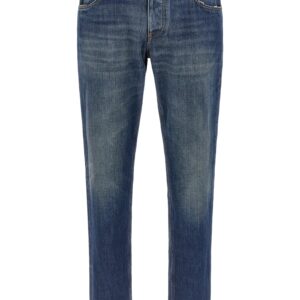 Blue Cotton Straight-Leg Jeans
