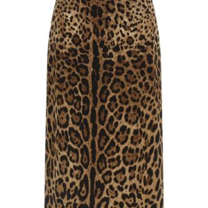 Brown Viscose Midi Skirt
