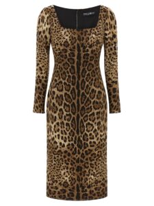 Brown Viscose Midi Dress