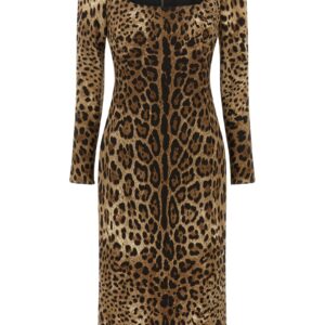 Brown Viscose Midi Dress