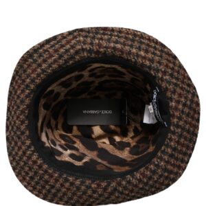 Brown Checkered Wool Tweed Fedora Capello Hats