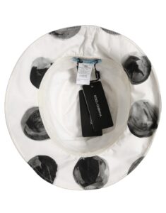 White Cotton Big Polka Dot Pattern Bucket Hat