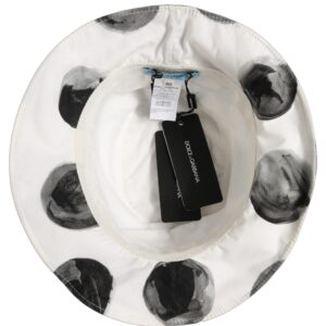 White Cotton Big Polka Dot Pattern Bucket Hat