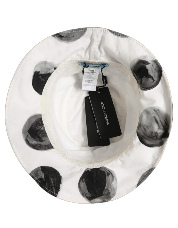 White Cotton Big Polka Dot Pattern Bucket Hat
