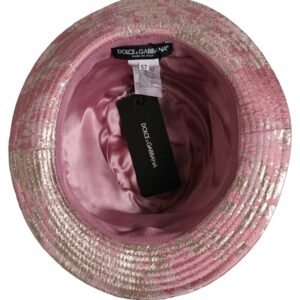 Pink Metallic Jacquard Pattern Bucket Capello Hat