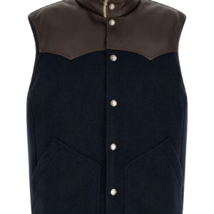 Blue Wool Sleeveless Jacket