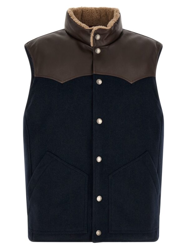 Blue Wool Sleeveless Jacket