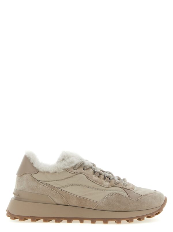 Beige Calfskin Athletic Sneakers