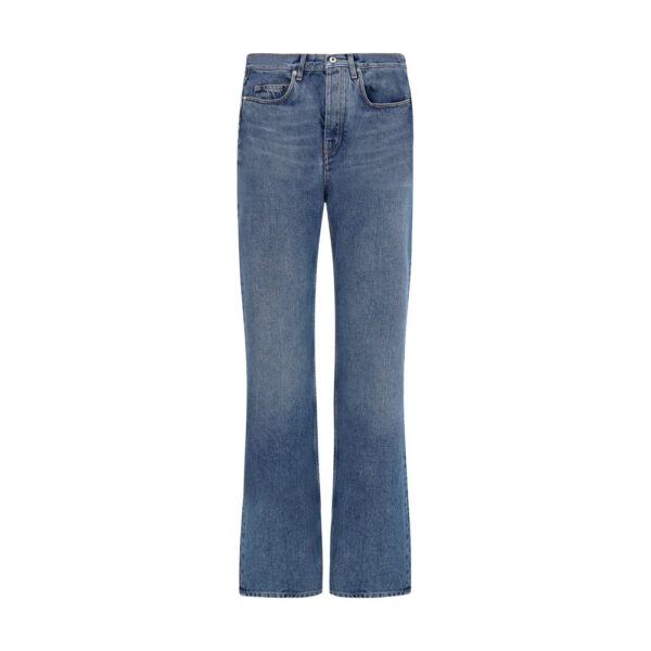 Blue Cotton Straight-Leg Jeans