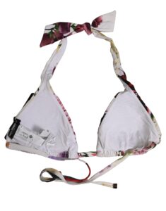 White Floral Print Triangle Beachwear Bikini Top