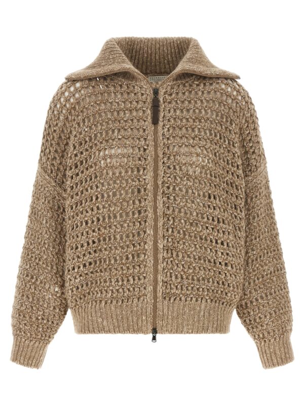 Beige Elastane Cardigan