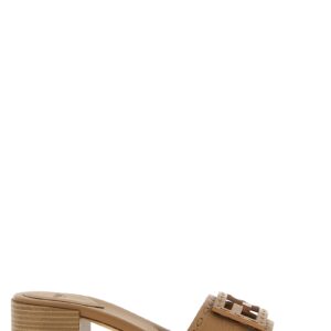 Beige Calfskin Flat Sandals