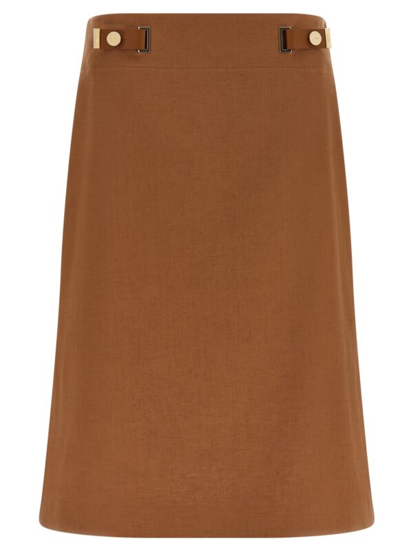 Brown Linen Midi Skirt