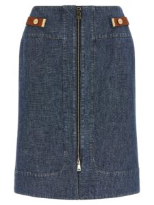 Blue Cotton Midi Skirt