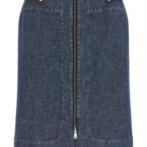 Blue Cotton Midi Skirt