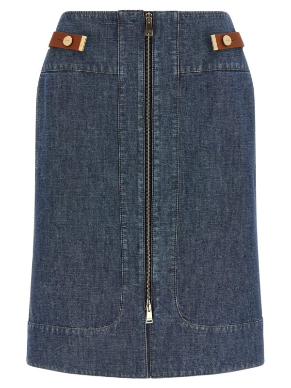 Blue Cotton Midi Skirt