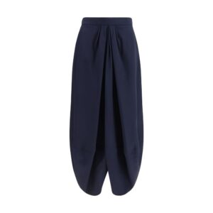 Blue Silk Long Skirt
