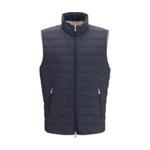 Blue Polyester Sleeveless Jacket
