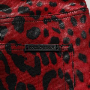 Red Leopard Cotton 5 Pockets Trouser Jeans