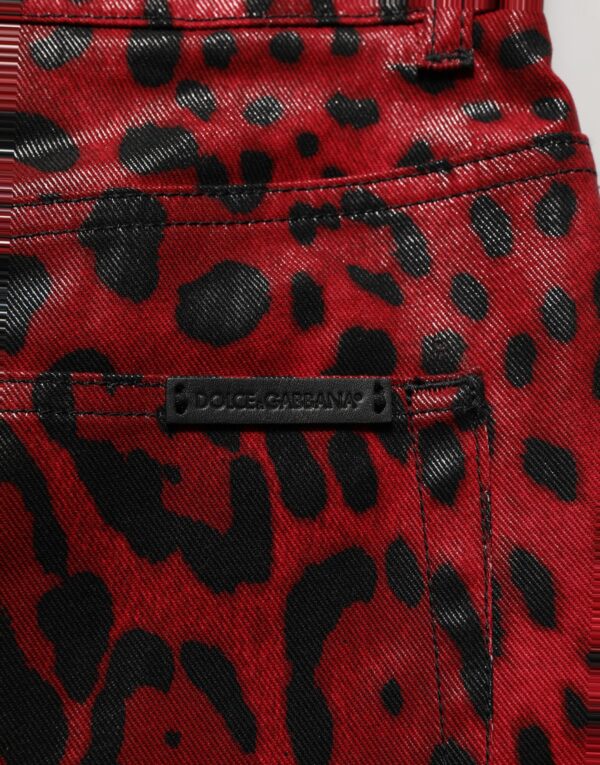 Red Leopard Cotton 5 Pockets Trouser Jeans