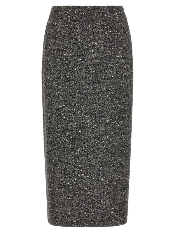 Bicolor Virgin Wool Midi Skirt
