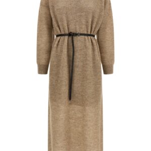 Beige Wool Midi Dress