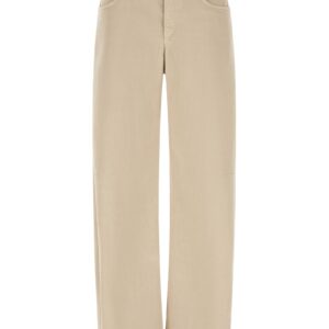Beige Cotton Relaxed Fit Jeans