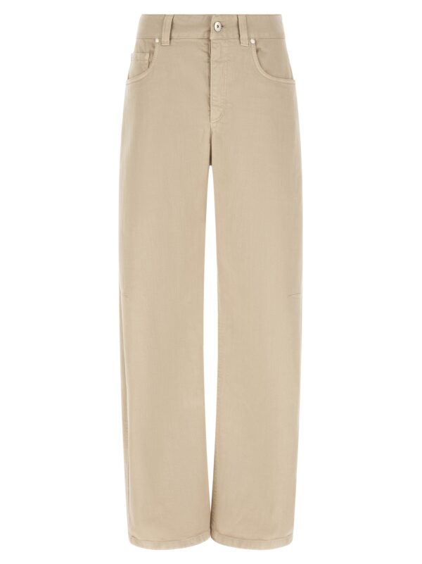 Beige Cotton Relaxed Fit Jeans
