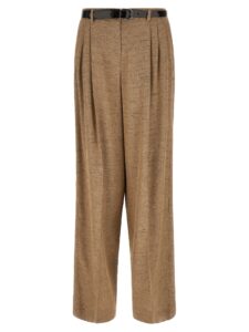 Beige Viscose Casual Pants