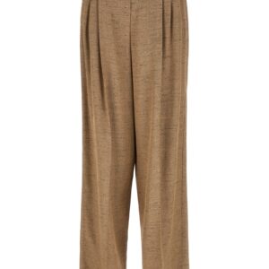 Beige Viscose Casual Pants