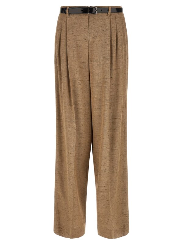 Beige Viscose Casual Pants