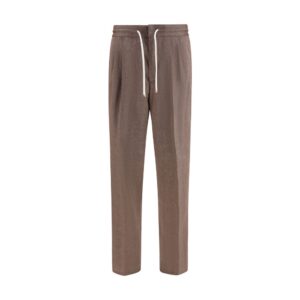 Brown Linen Casual Pants