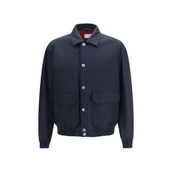 Blue Silk Biker Jacket