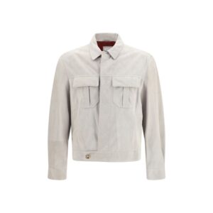 Beige Leather Leather Jacket