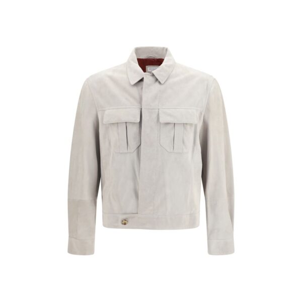 Beige Leather Leather Jacket