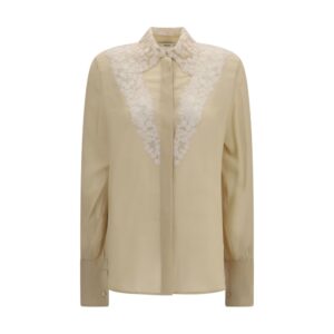 Beige Silk Dress Shirt