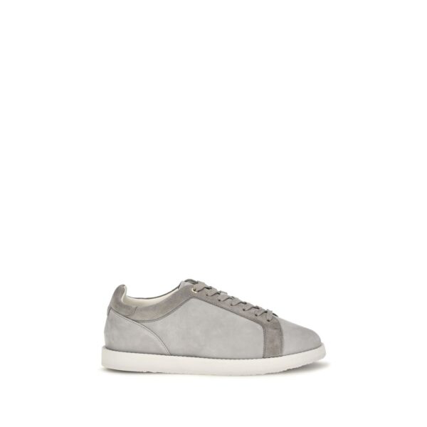 Gray Suede Leather Low Top Sneakers