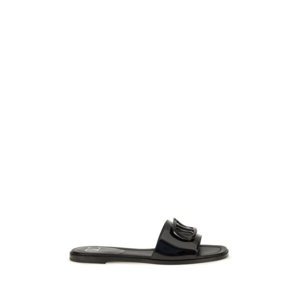 Black Calf Leather Bos Taurus Flat Sandals