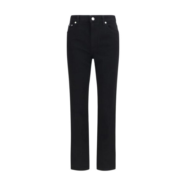 Black Cotton Straight-Leg Jeans