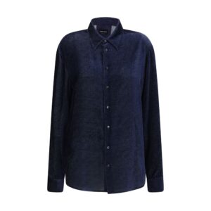 Blue Silk Dress Shirt