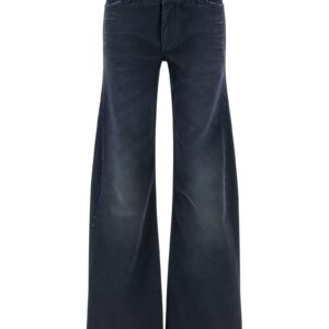 Blue Cotton Flared Jeans