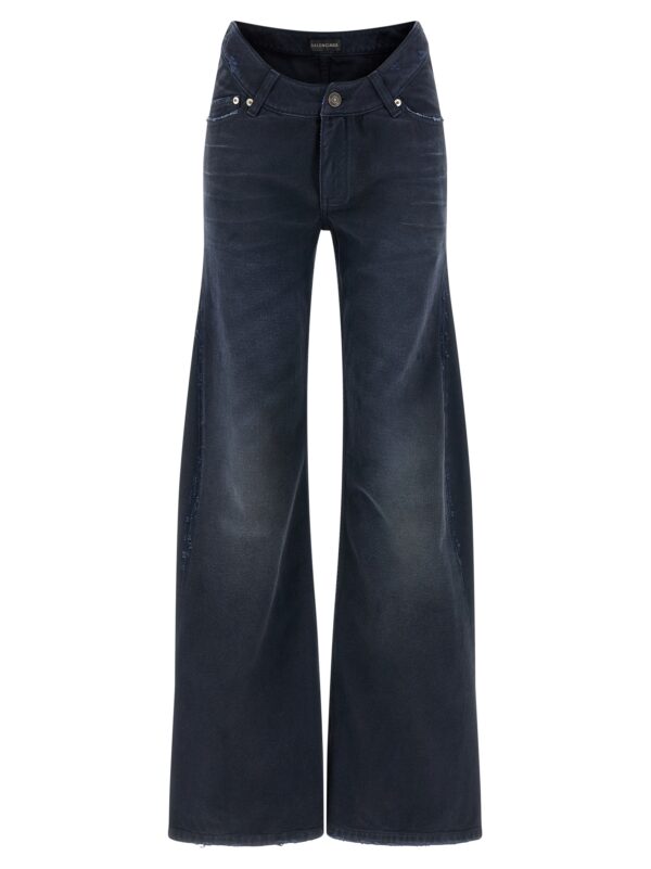 Blue Cotton Flared Jeans