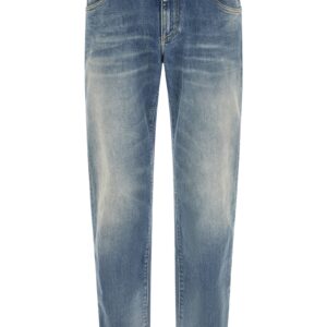 Blue Cotton Straight-Leg Jeans